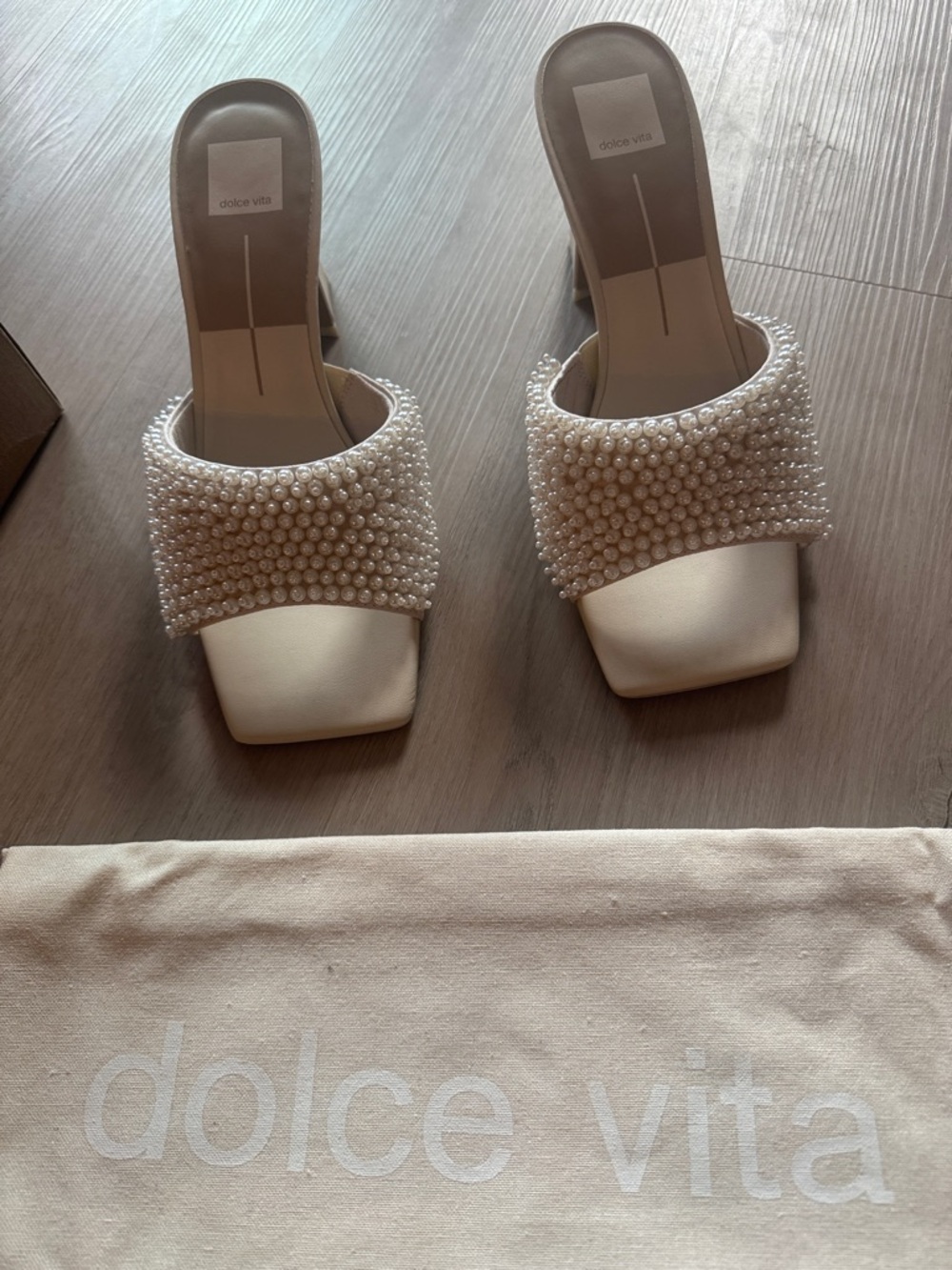 Dolce Vita Nandy Pearl Vanilla Bridal Heel - Faux Pearl Stral Mule - Sz 10.5 NIB - Picture 4 of 4